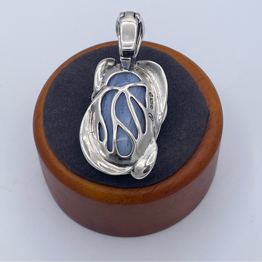 Carolyn Pollack Relios Blue Lace Agate Pendant 925 Sterling Silver Southwestern - Picture 2 of 9